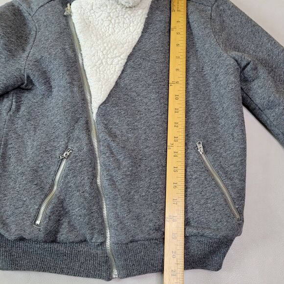 Abercrombie & Fitch Gray Moto Jacket Coat Womens Small Bomber Fleece - Picture 11 of 13